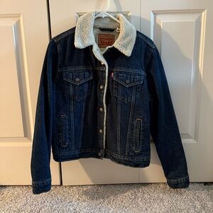 Levi's Blue Lightweight Denim Jacket with Sherpa Collar and Contrast Stitching